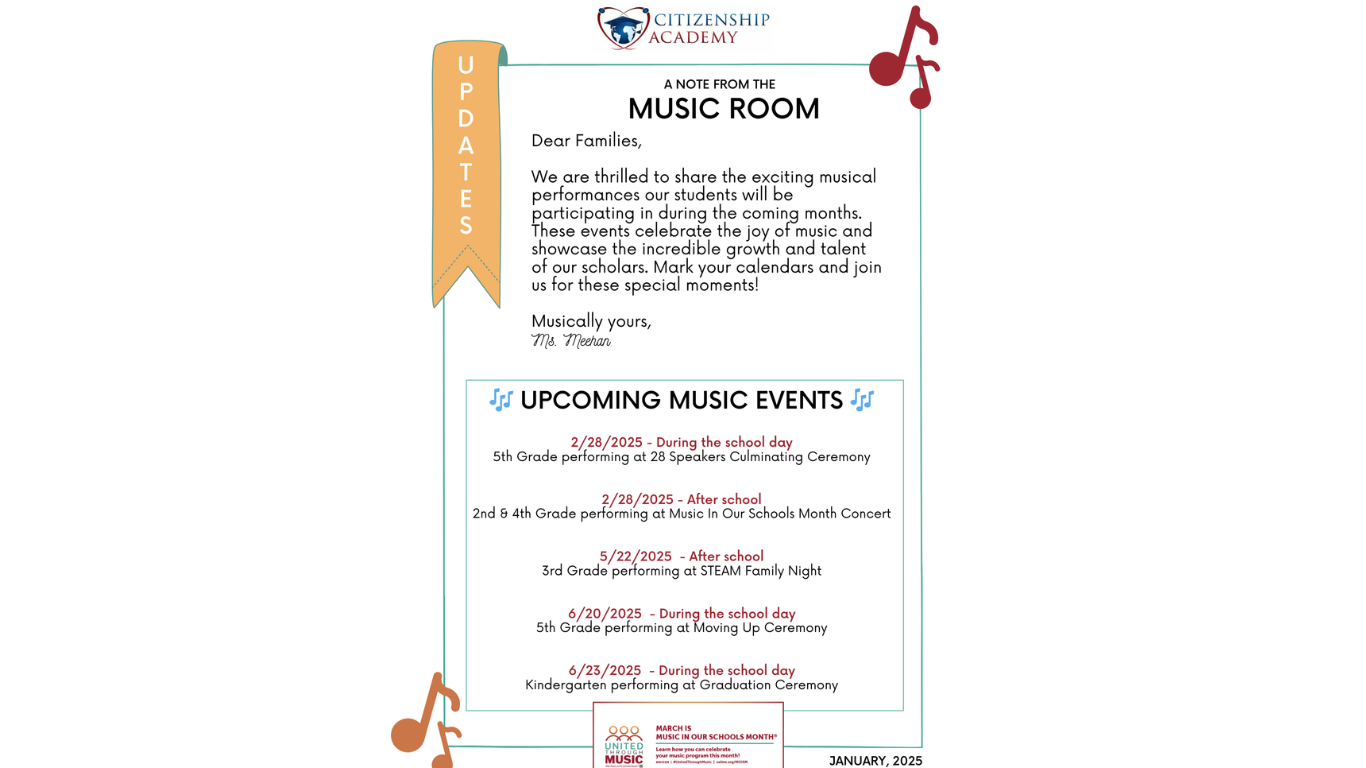 Citizenship & Science Academy of Syracuse Announces Upcoming Musical Performances